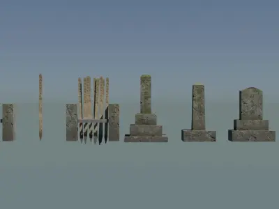 Japanese Gravestones Low-poly 3D model
