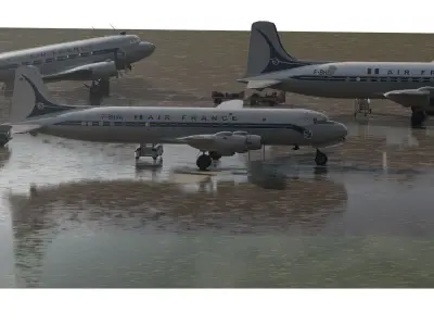 DOUGLAS DC-3 DOUGLAS DC-4 and VICKERS VISCOUNT V-700 3D model