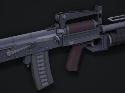 Stylized Ots-14 Groza Low Poly Game Ready Low-poly 3D model