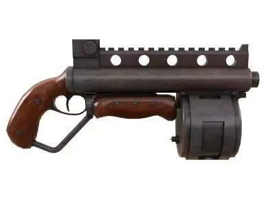 Steampunk Shotgun Low-poly 3D model