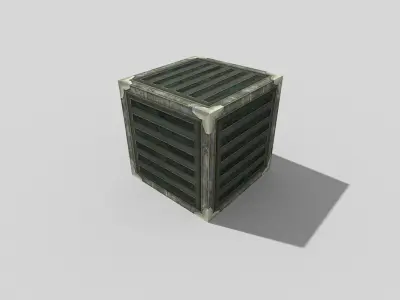 low poly metal crate Low-poly 3D model