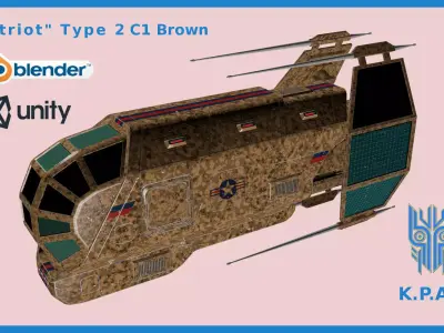 Spaceship Patriot Type 2 C1 Brown Low-poly 3D model