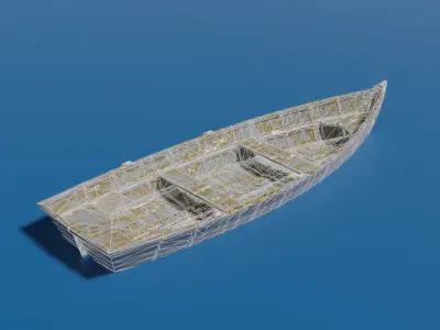 Wooden Dinghy Low-poly 3D model