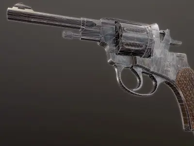 Soviet Russian Revolver Nagant PBR Low-poly 3D model