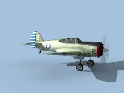 Curtiss H-75C Mohawk V14 China 3D model