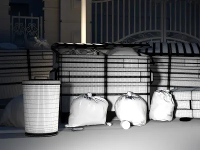 A pack of 3 trash bin Free 3D model