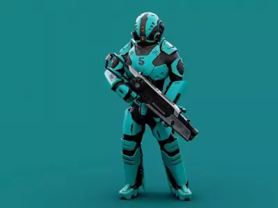CYBORG SOLDIER RX-1500 Rigged Unreal Engine - Unity - MIXAMO  3D model