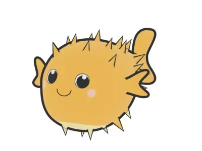 Cartoon Blowfish Low-poly 3D model