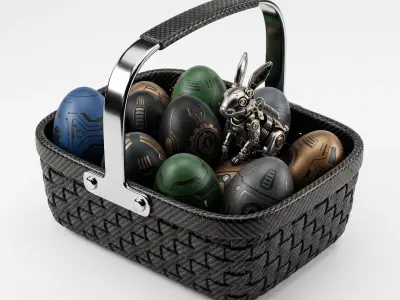Realistic Cyberpunk Easter Basket 3D Model 3D Model Low-poly 3D model