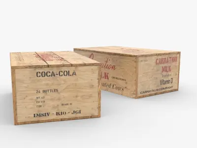 US Rations Wooden Boxes WWII Low-poly 3D model