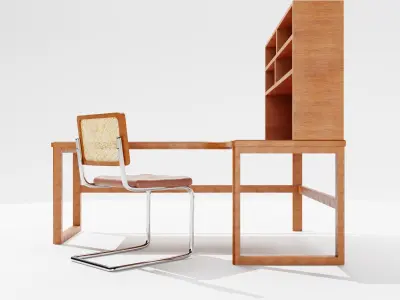 Modern Study Table and Chair Set 3D model