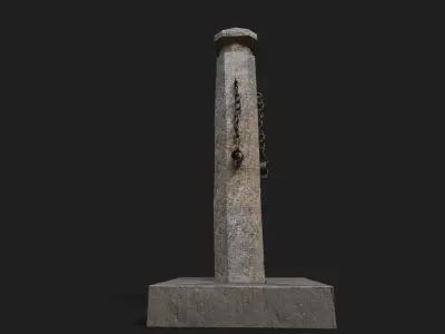 Medieval pillory wooden pole Low-poly 3D model