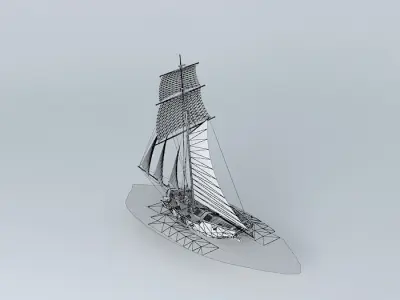 Low Poly Sloop sailing ship 3D model