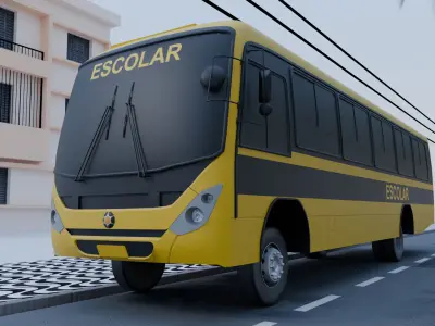 Marcopolo Senior Midi School Bus Low-poly 3D model