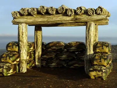 Military Army Bunker 3D Model - Blender Cycles Render Low-poly 3D model