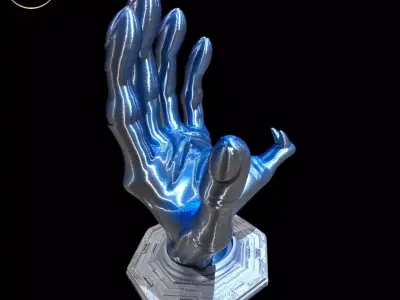 Alien Hand Controller Stand and Headphone Hanger Wall Mount Set 3D print model