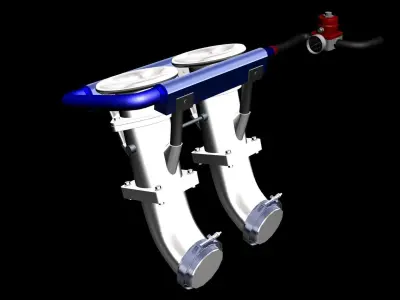 ITB intake system Peripheral ports Rotary engine Low-poly 3D model