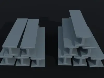 Cartoon Industrial metal beams Polygonal Style Low-poly 3D model