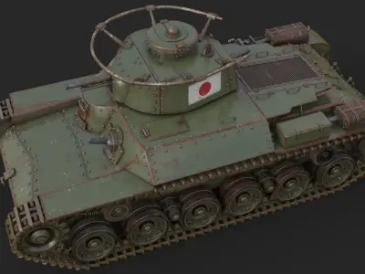 Tank Type 97 Chi Ha Green Japan Vray 3D model