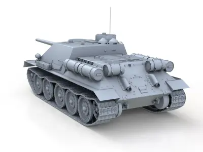 SU-100 - Soviet Tank Destroyer  3D model