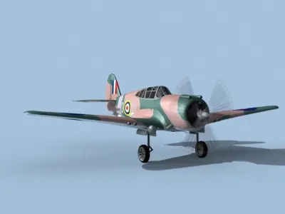 Curtiss H-75C Mohawk V22 RAF 3D model