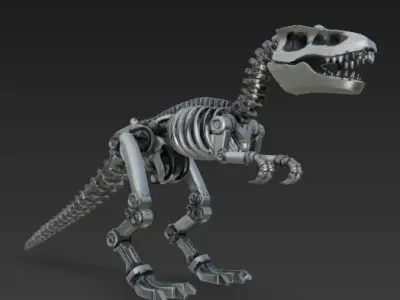 Mechanical Articulated Stylized Dinosaur Skeleton 3D model