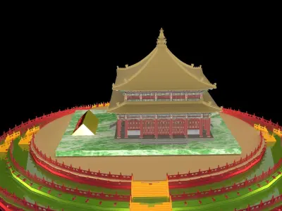 Chinese temple house 3D model