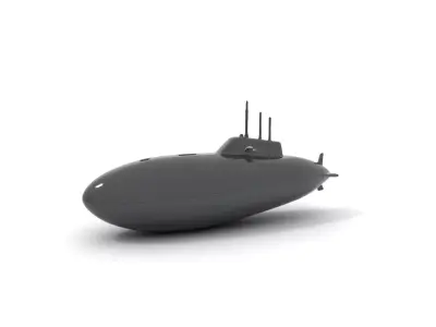 Sleek Submarine model pack Low-poly 3D model