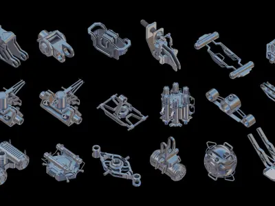 Sci-Fi Hard Surface KITBASH 100 DETAILS 3D model