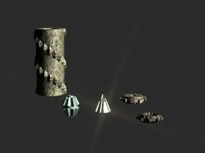 Gears collection metal gear Low-poly 3D model