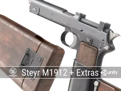 PBR  Steyr M1912 Low-poly 3D model