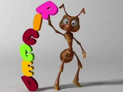 Cartoon Ant RIGGED Low-poly 3D model