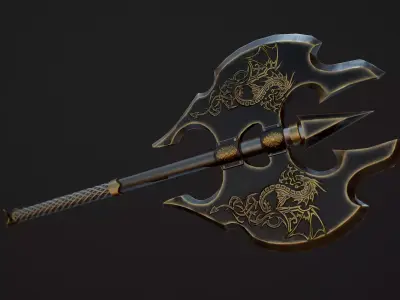 Axe Fantasy Game 3d model Low-poly  model Low-poly 3D model