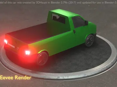 City Car 43 Commercial Pickup 3500 Type-C Green Low-poly 3D model