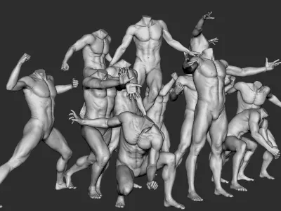 12 Male Poses Part 1 3D model