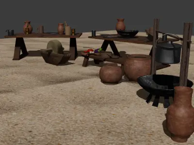 Medieval Kitchen Pack Low-poly 3D model