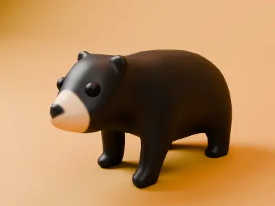lowpoly Black bear  Low-poly 3D model