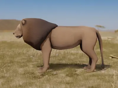 Lion Lioness Low-poly 3D model