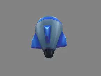 Cartoon blue rocket missile Low-poly 3D model