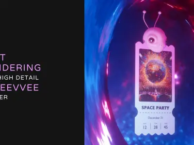 Space 3D ticket Blender template Eevvee render 3D model
