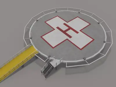 Helipad Hospital --320-- Low-poly 3D model