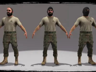 Middle East Terrorist Pack Low-poly 3D model