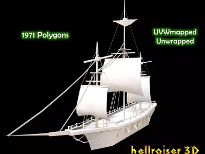 Medieval Ship Low-poly 3D model