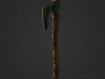 Viking Battle Axe with thick blade Free low-poly 3D model