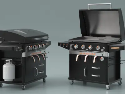 Blackstone Air Fryer Gas Grill with Propane Tank Black 3D model