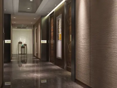 Modern Luxury Hotel Corridor Design 3D model