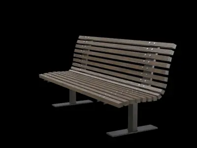 Public Bench V-02 Low-poly 3D model