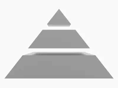 Pyramid Separated into 3 Parts Low-poly 3D model