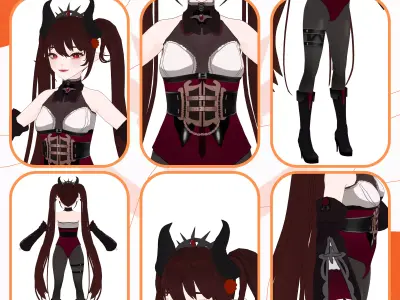 VRM DEMON QUEEN GOTHIC SUCCUBUS FANTASY GIRL 3D model