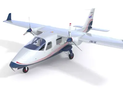 Aircraft Electric NASA Maxwell X-57 Mod II with Interior 3D model